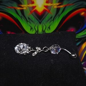 Dazzling Diamond Daisy Dangle Belly Ring